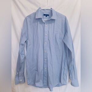 Men's Cole Haan Blue Long Sleeve Cotton Nylon Collared Button Up Shirt